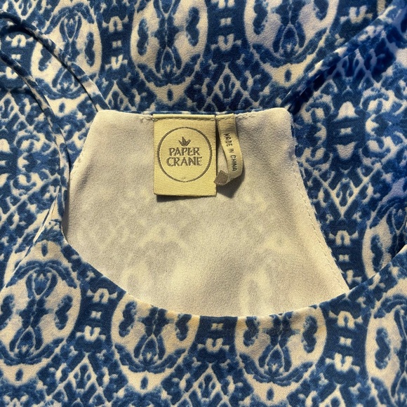 Paper Crane Blue & White Print Sleeveless Tank Top S - Picture 5 of 6